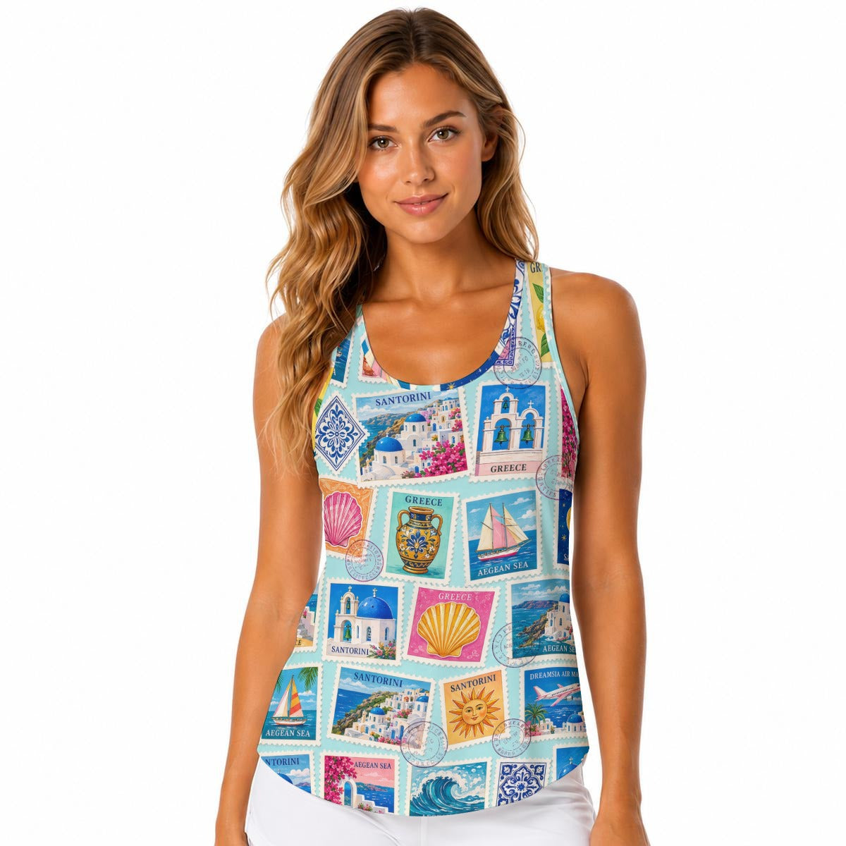 All-Over Print Women Built-in Bra Sports Tank Tops