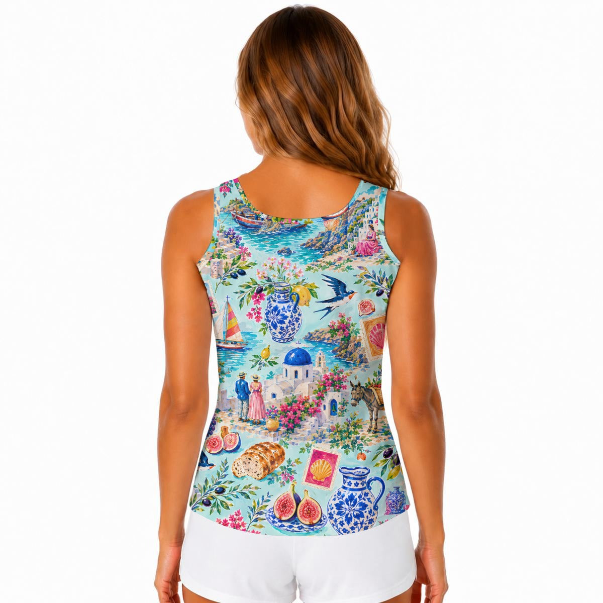 All-Over Print Women Built-in Bra Sports Tank Tops