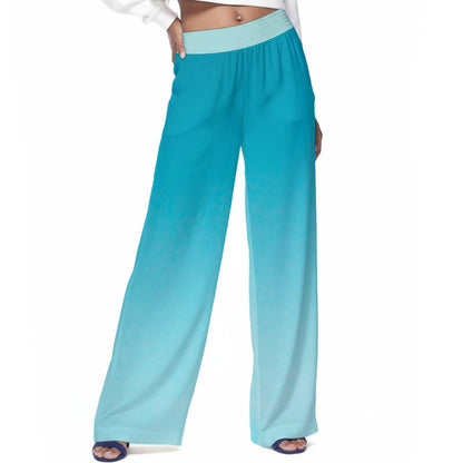 All Over-Print Women's Casual Wide-Leg Pants|100% Rayon