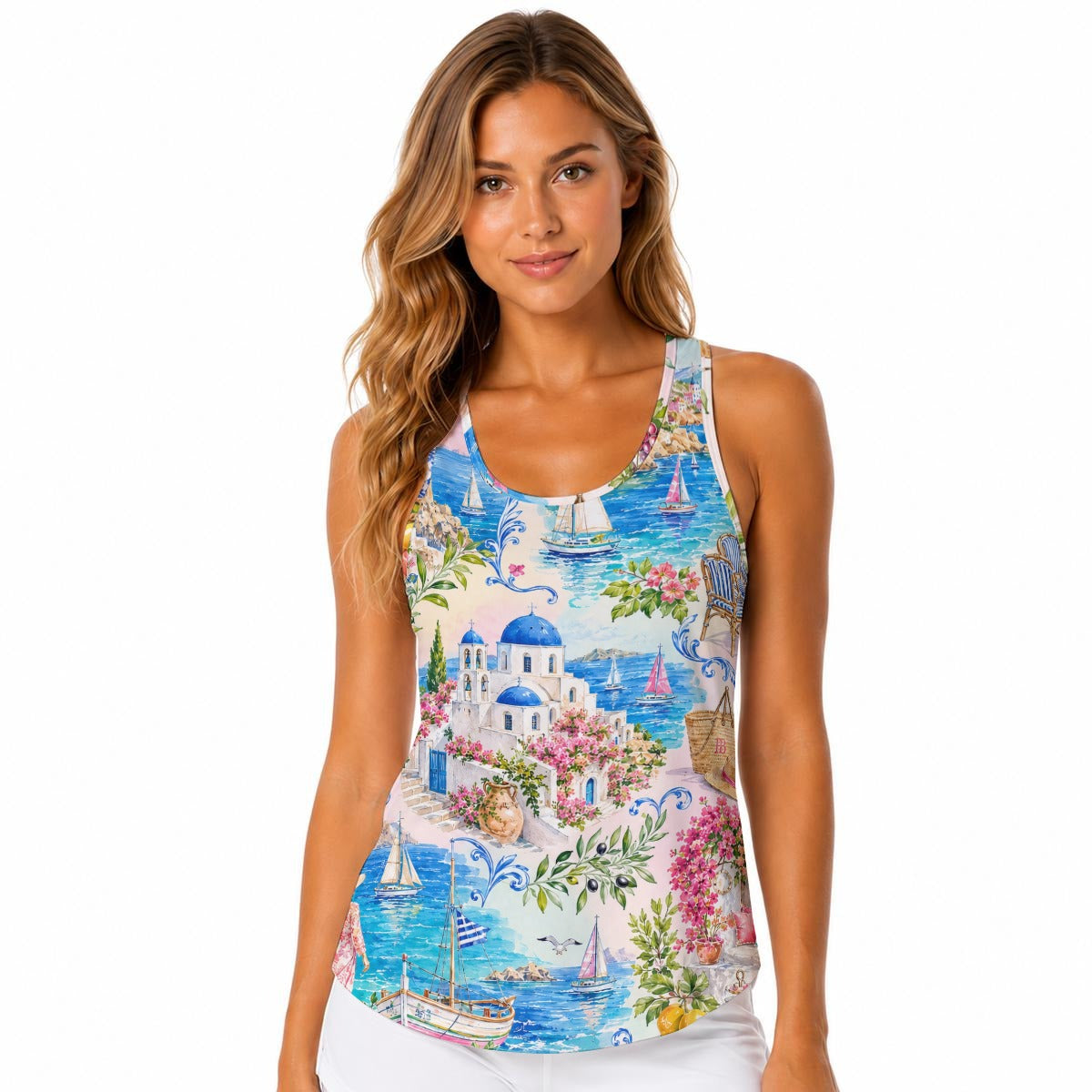 All-Over Print Women Built-in Bra Sports Tank Tops