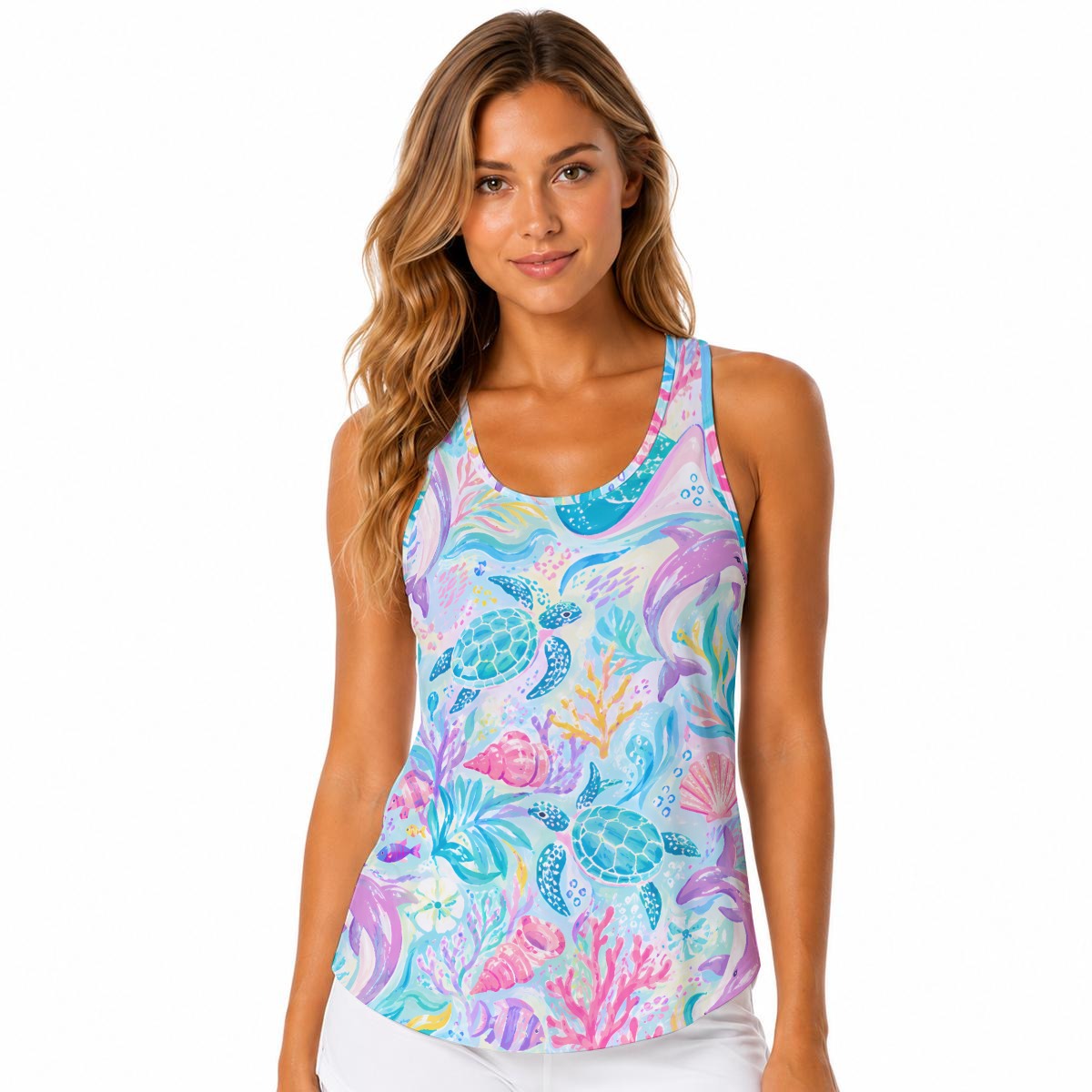 All-Over Print Women Built-in Bra Sports Tank Tops