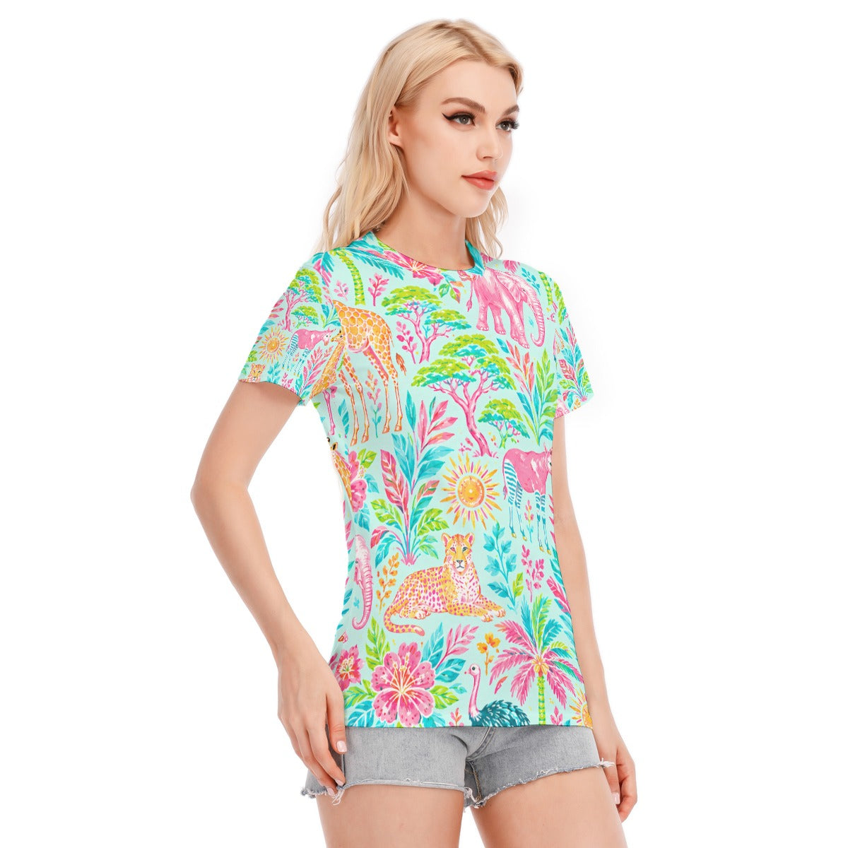 All-Over Print Women's Round Neck T-Shirt | 190GSM Cotton