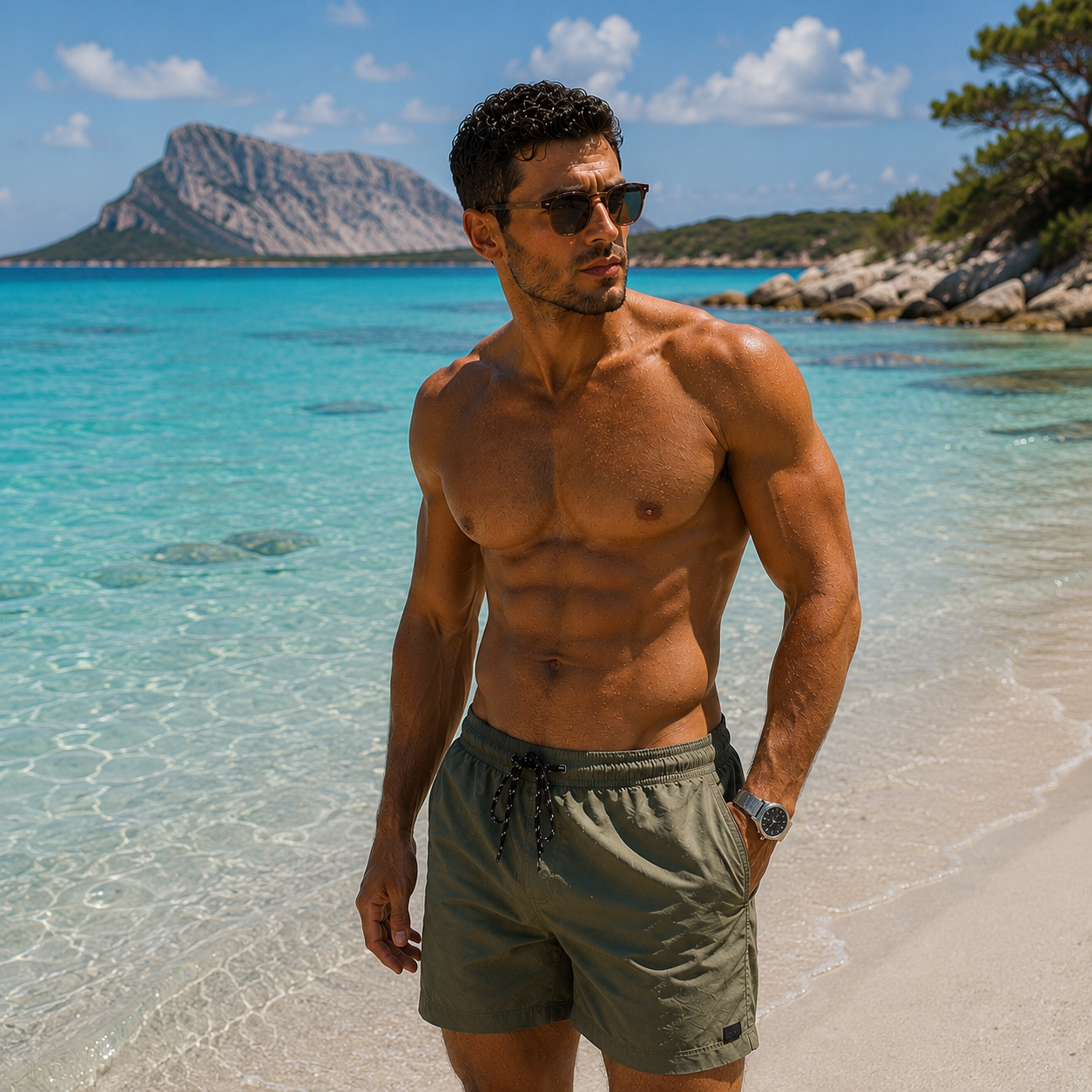 Men’s Olive Swim Shorts