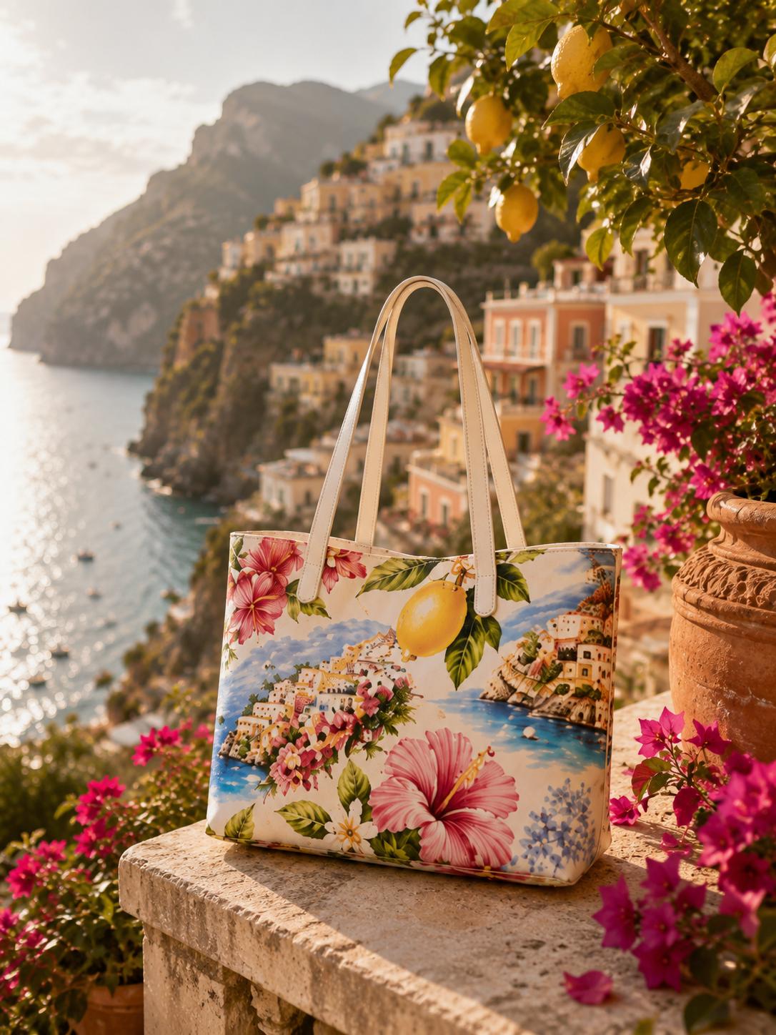 Amalfi Bloom Shoulder Tote Bag