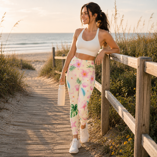Coastal Cream Leggings with pockets