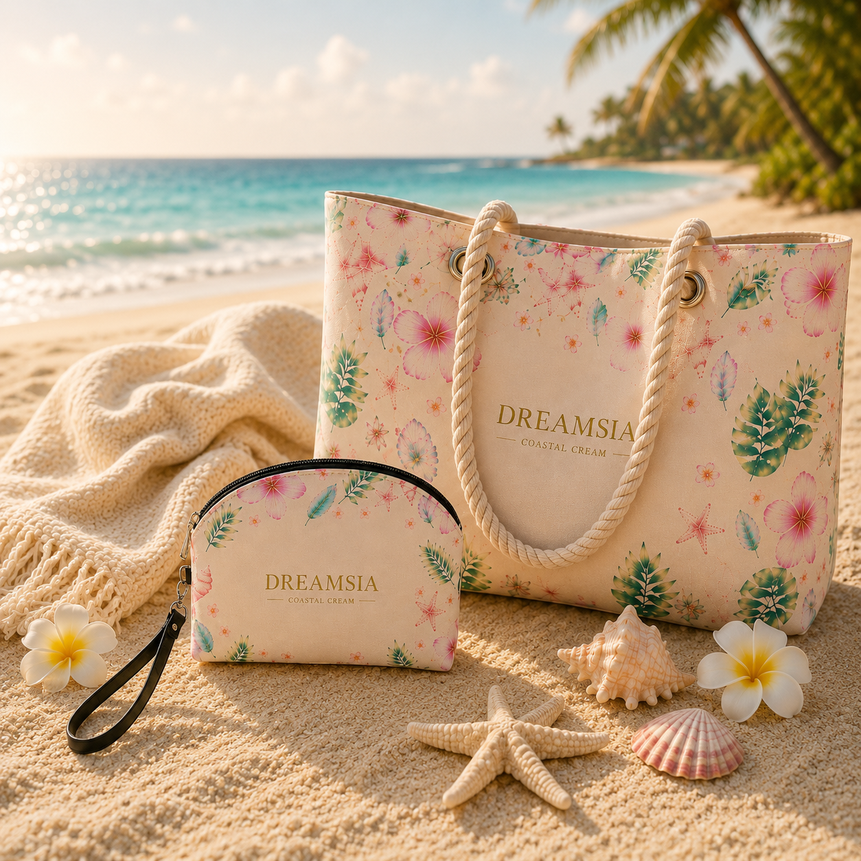 Coastal Cream Makeup Bag