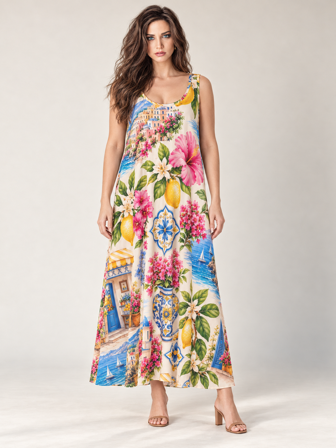 Amalfi Bloom Rayon Maxi Dress by Dreamsia, second view