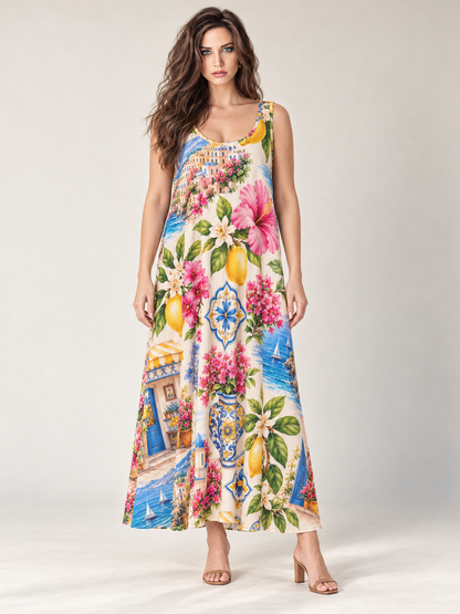 Amalfi Bloom Rayon Maxi Dress by Dreamsia, second view